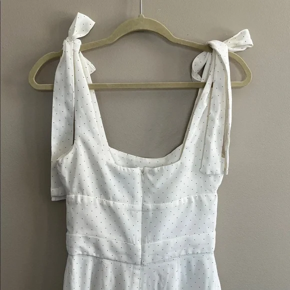 Alexis Lincoln Bow Jumpsuit in white with Polka Dot print Size medium